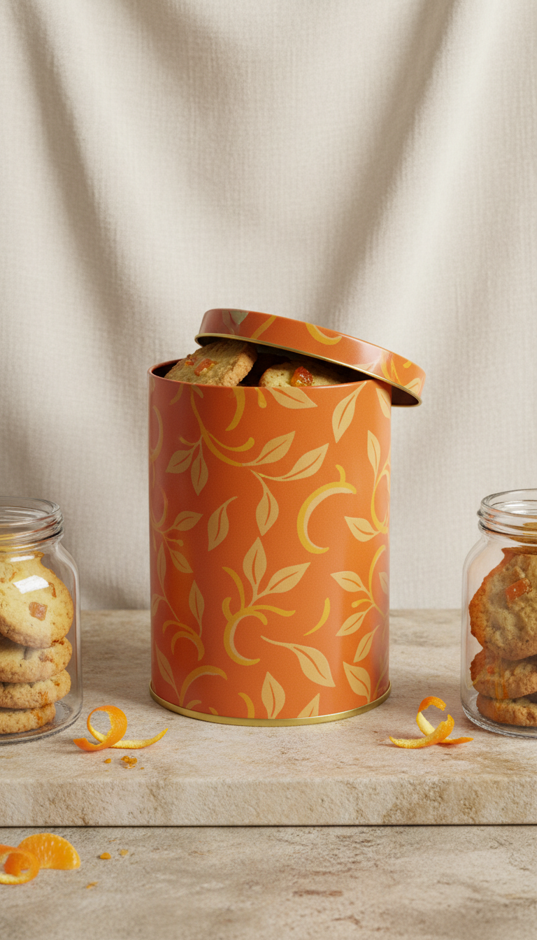 Orange Zest Cookies Embossed Tin