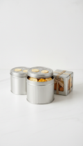 Assorted gift box—vanilla and orange cookies in pewter silver tin